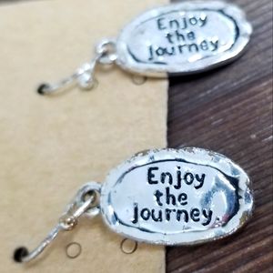 "Enjoy the Journey" silver dangly earrings